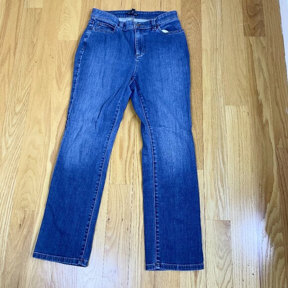 Eileen Fisher Jeans Straight Leg High Rise Petite (28”Ins) Medium Wash (8P) - Picture 1 of 8